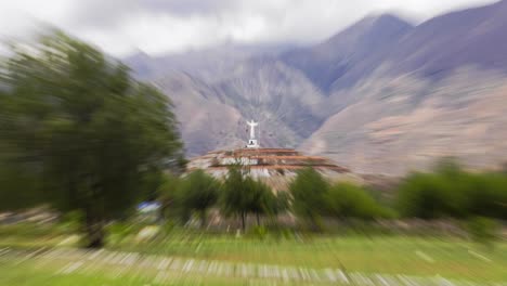 Zoom-in-Yungay-Cementery,-Ancash-Peru---4k