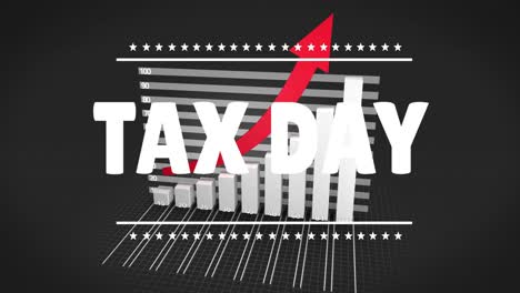 Animation-of-graph-and-tax-day-on-black-background