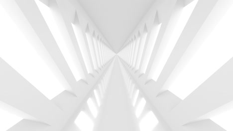corredor blanco vacío futurista con paredes rectangulares y luz brillante
