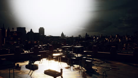 new york city skyline with manhattan skyscrapers after the storm