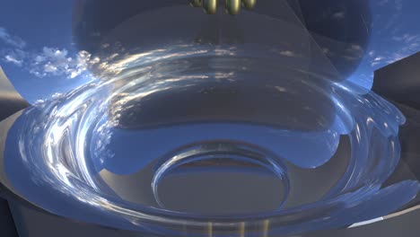 machine filling bowls on conveyor belt. 3d animation loop