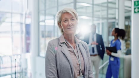 smiling businesswoman in a hospital