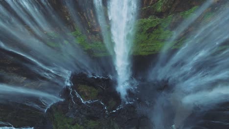 tumpak sewu rainbow waterfalls aerial scenic view, indonesia