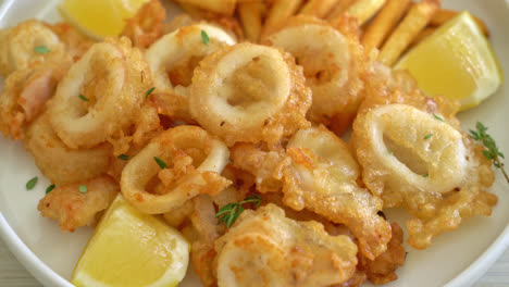 calamari - fried squid or octopus with french fries