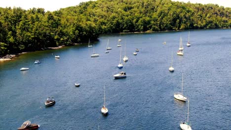 Mallet's-Bay-on-Lake-Champlain-in-summer---Drone-4k-flyover