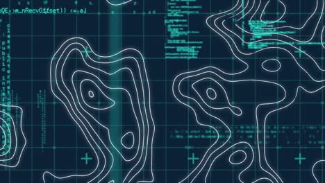 animation of data processing and networks of connections over grind