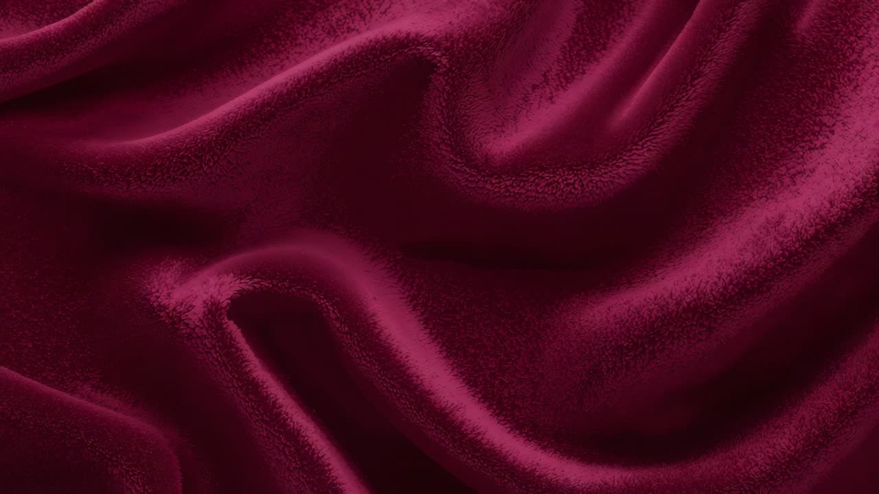 Shifting maroon satin fabric showing subtle folds, sheen from studio light shift, settling softly