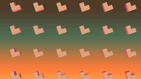 animation of orange shapes in green background