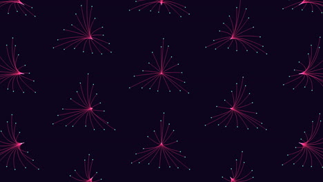 illusion neon triangles pattern in rows with neon dots on dark gradient