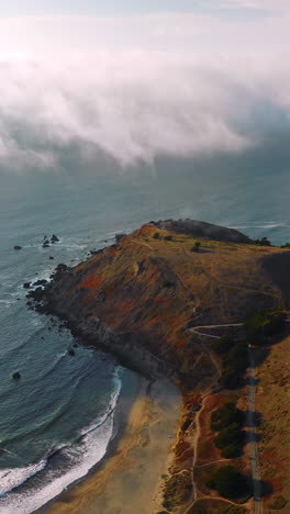 montara state beach in california. drone shot of beautiful american landscapes. vertical video