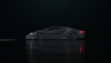 a sports car enters the frame from the side