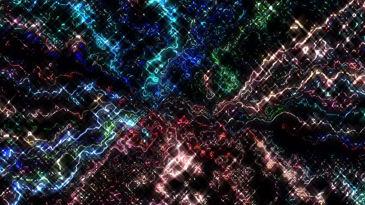 líneas brillantes que establecen el movimiento de la onda, coloridas, sobre un fondo negro