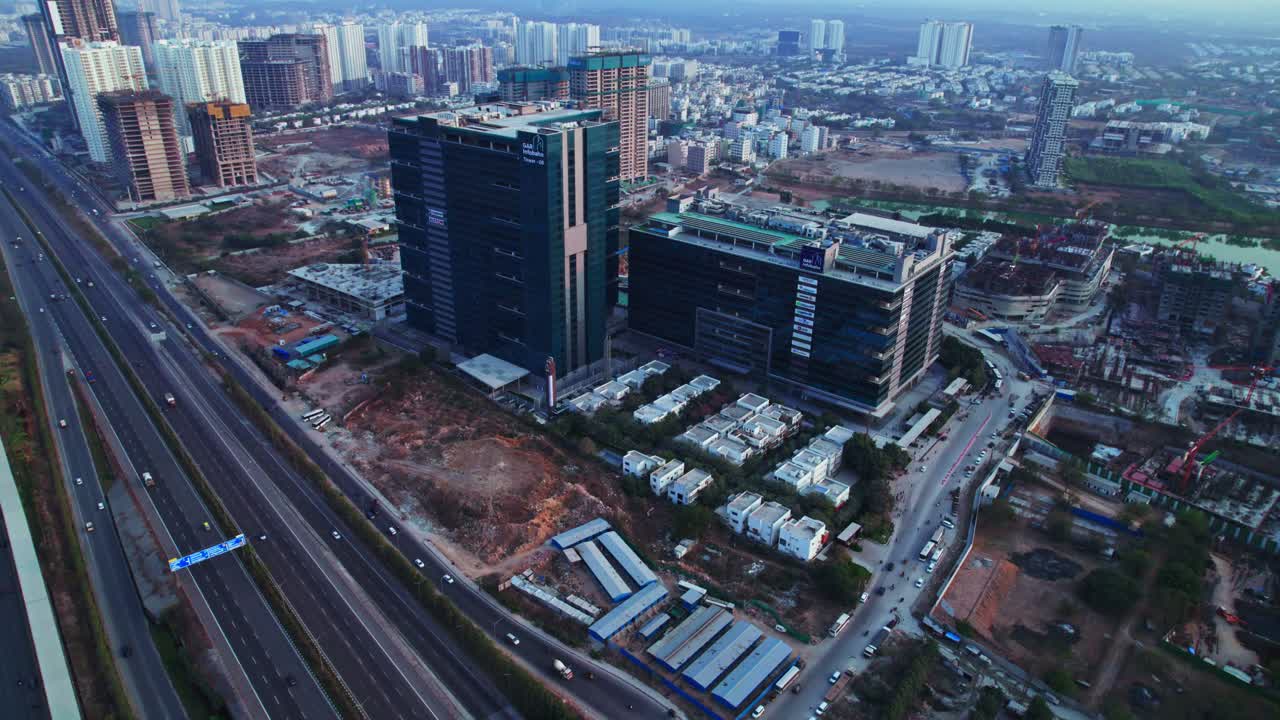 Gar infobahn buildings with hyderabad ORR and vehicles at nanakramguda ...