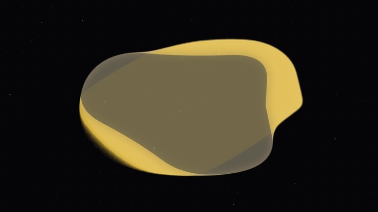 Abstract Morphing Yellow Shape on Dark Background