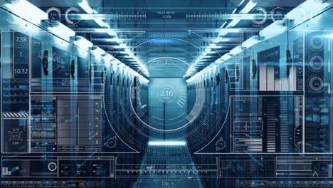 animation of data processing and digital information flowing through