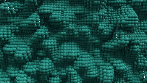 3d fondo en bucle de pequeñas bolas. superficie ondulada con ondas y burbujas. textura vibrante de moda, textil de moda, diseño gráfico, textura animada con perlas.