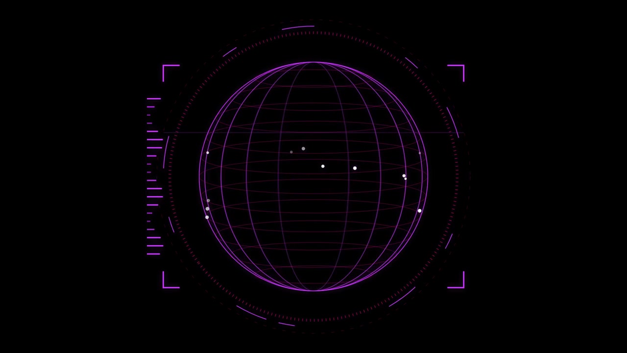 Digital Purple Wireframe Globe HUD Interface Animation