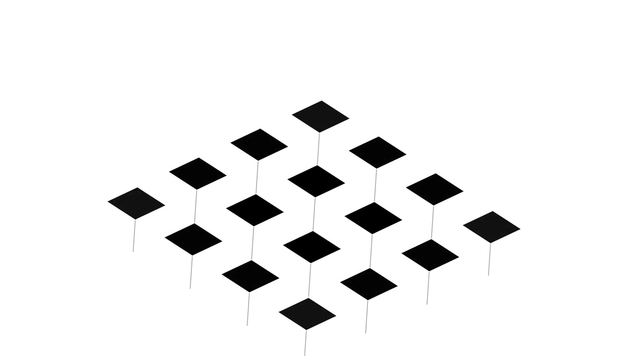 Abstract Animation of Expanding Grid of Black Diamonds