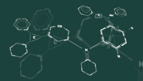 Animation-Der-Chemischen-Formel-Und-Datenverarbeitung-Auf-Grünem-Hintergrund