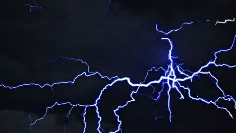 dramatic video still of lightning bolts against a dark sky, captured from a low-angle perspective
