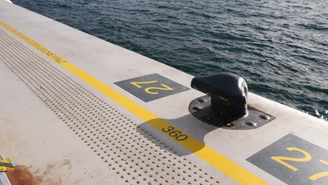 close-up of a mooring bollard on a dock