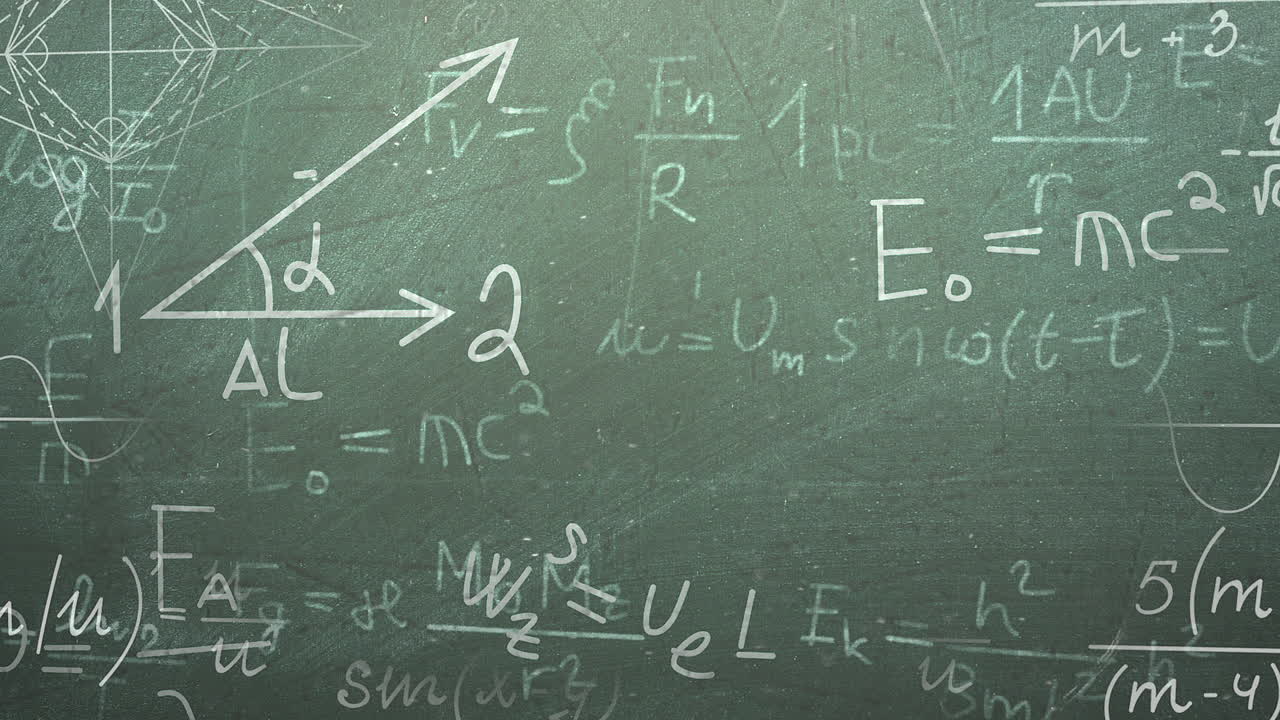 fórmula matemática de primer plano y elementos en la pizarra 1