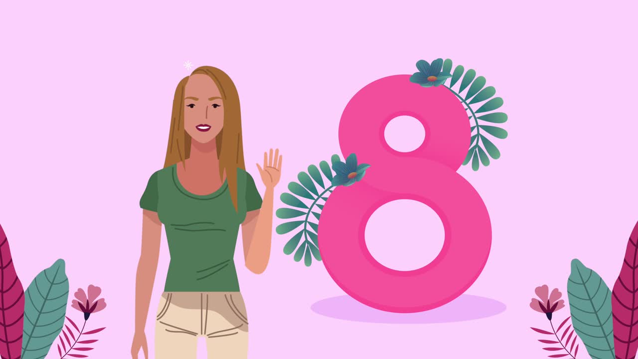 happy womens day number eight with beauty lady