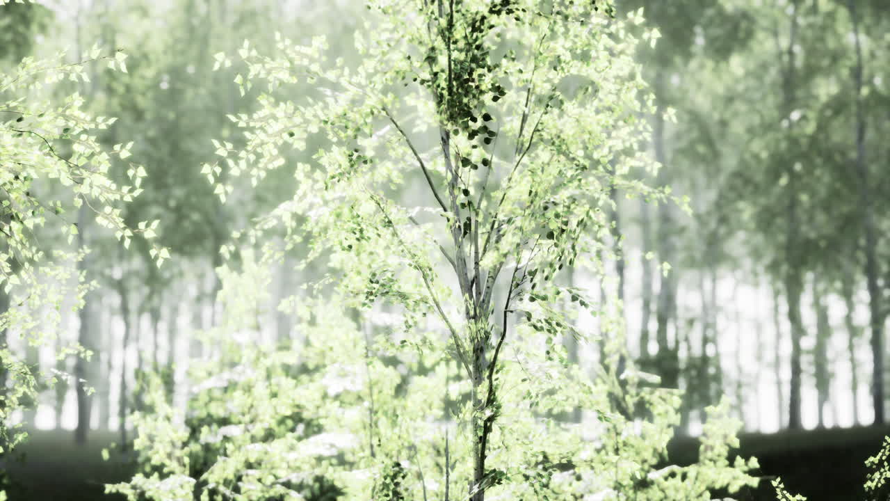 버드나무와 빛이 있는 마법의 숲