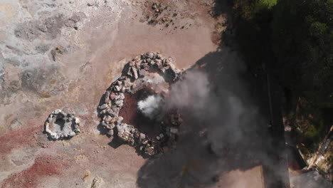 boiling hot spring waters at azores island sao miguel aerial