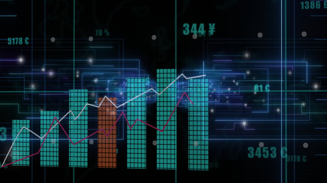 Premium stock video - Animation of diagrams and light trails over data ...
