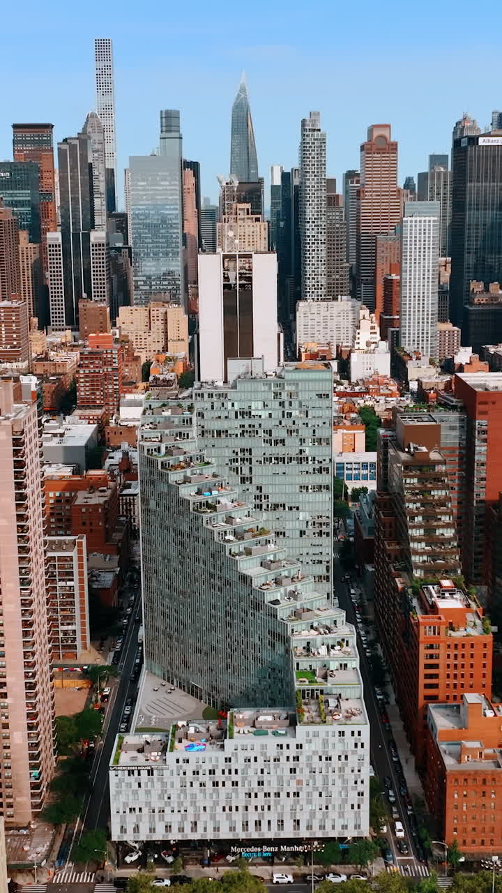 Stunning view of New York midtown. Diversity of urban architecture in the city centre on sunny day. Top perspective. Vertical video