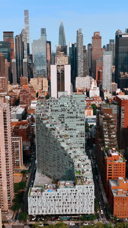 stunning view of new york midtown. diversity of urban architecture in the city centre on sunny day. top perspective. vertical video