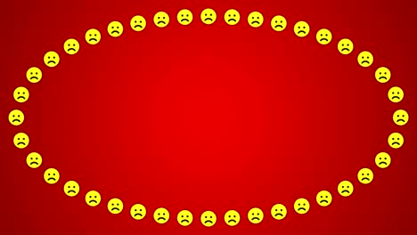 sad smile emotion red background ellipse frame