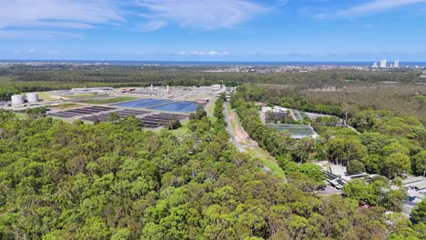 drone captures forest and water treatment facility