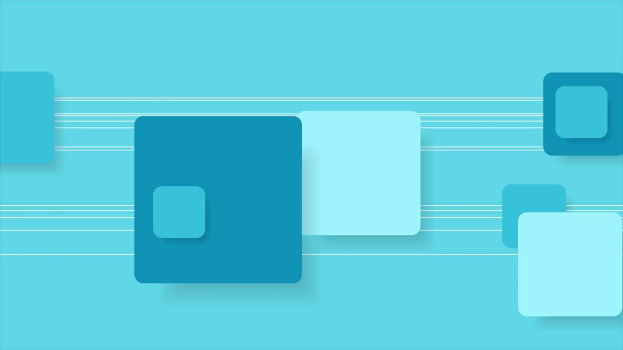 Blue cyan abstract minimal motion background with squares