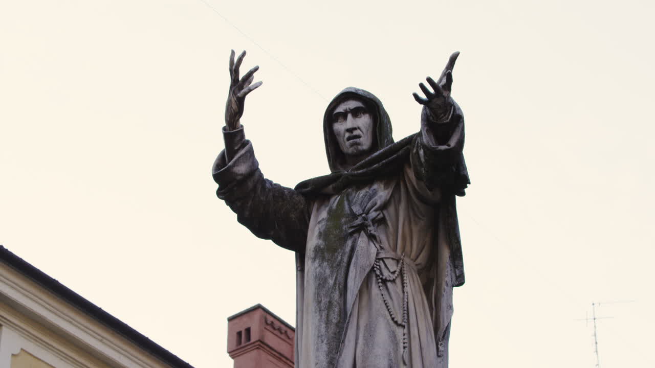 Statue of Girolamo Savonarola in Ferrara, Italy, UNESCO World Heritage Site
