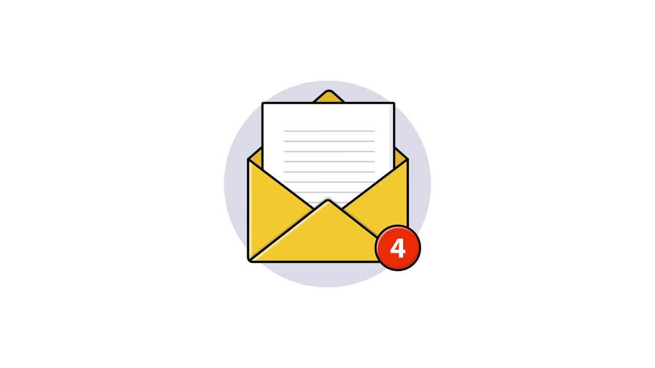 Animeret e-mailnotifikationsikon med optælling af beskeder.