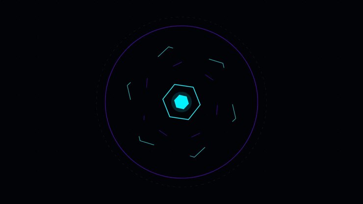 Abstract Digital Hexagon HUD Animation on Dark Background