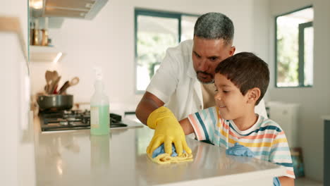 kitchen counter, dad teaching