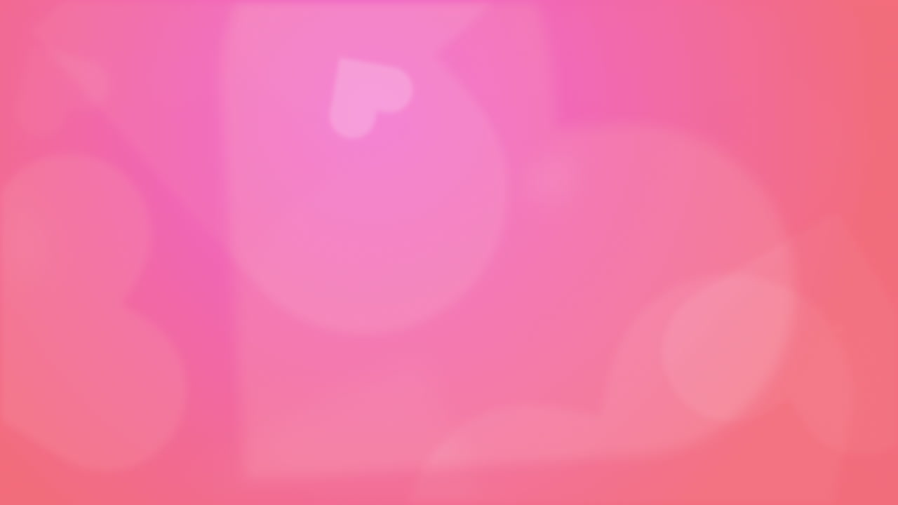 Minimalistic abstract romantic pink background with love heart shapes. Looped animation. Copy space.