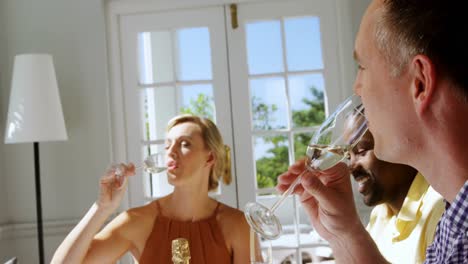 friends having glass of champagne in restaurant