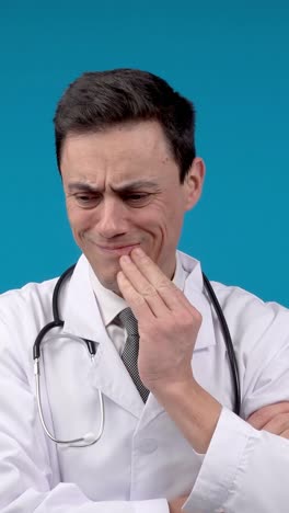 male doctor's pensive and discomforted expressions
