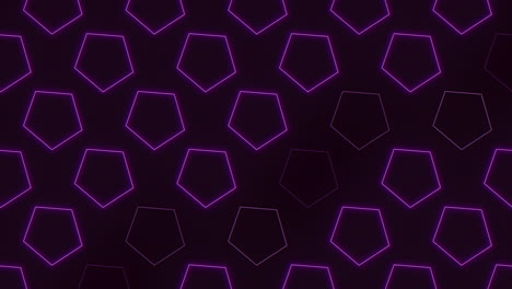 Hexágonos-Geométricos-De-Neón-Púrpura-En-Filas-En-Degradado-Negro