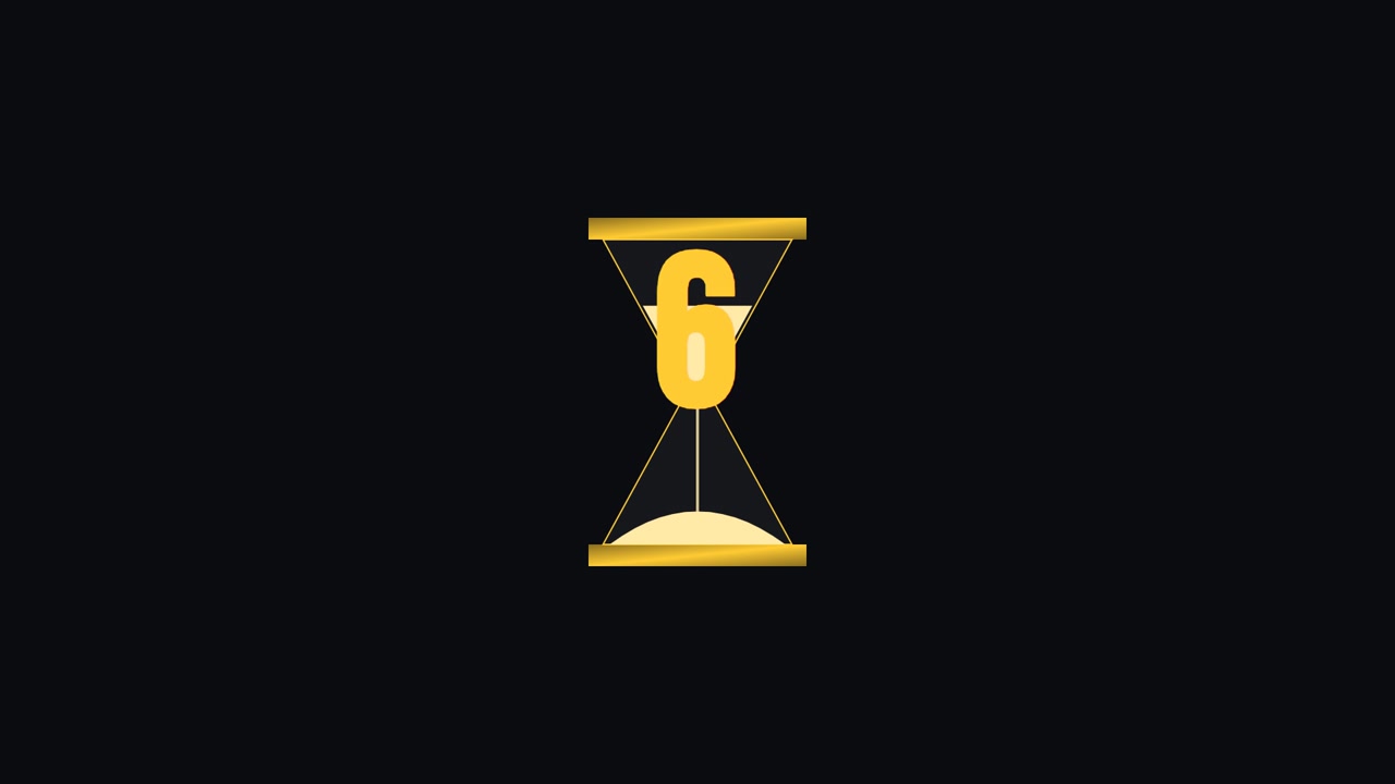 Golden Hourglass Countdown Timer from Ten to One