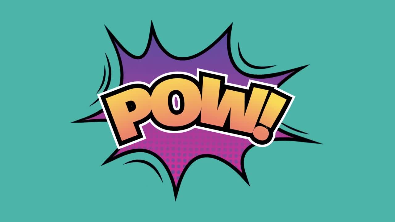 animación de cómic 5 opciones de texto sobre múltiples burbujas de habla cómica con efectos de sonido cómic textos