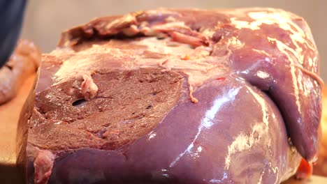 raw liver at a market