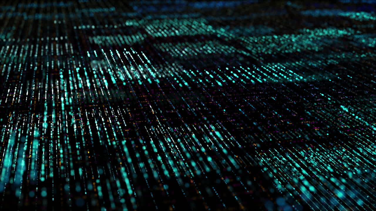 Advance matrix grid particles digitally generated image de-focus cyber space background environment