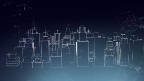 animation of city drawing spinning over cityscape