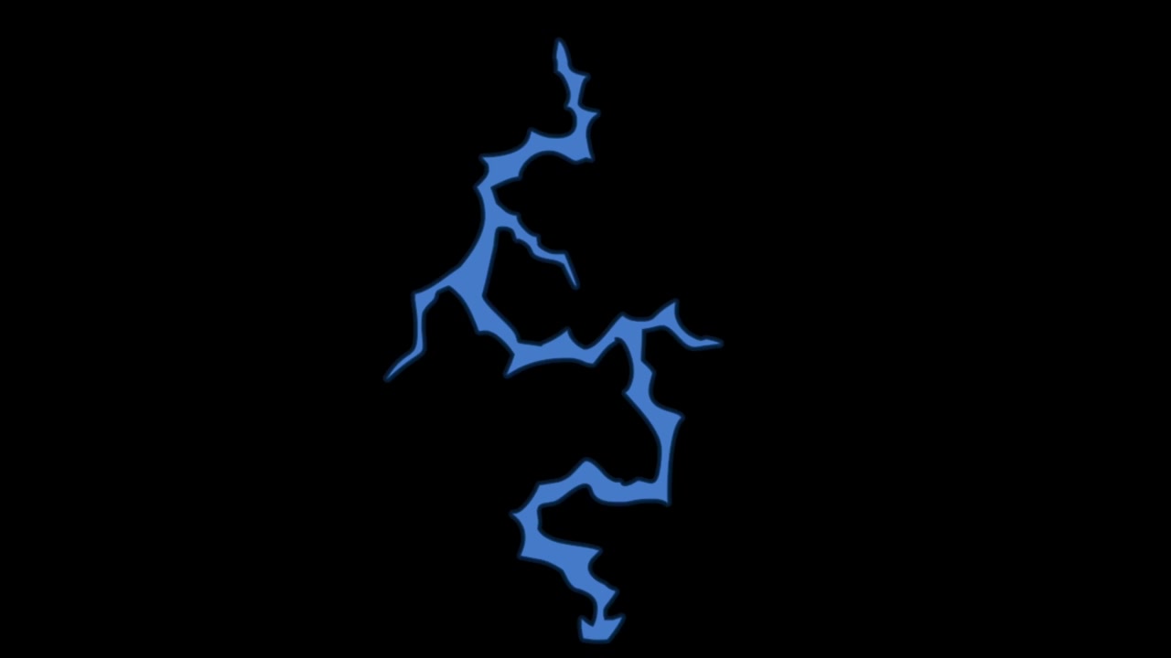 Animazione di un fulmine blu isolato su sfondo nero