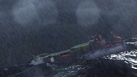 container ship in a storm